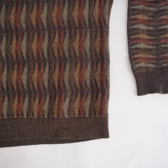 VTG Haggar Brown Multicolor Knit Sweater Retro Eclectic Grandpa Fall Layering XL - Picture 6 of 9